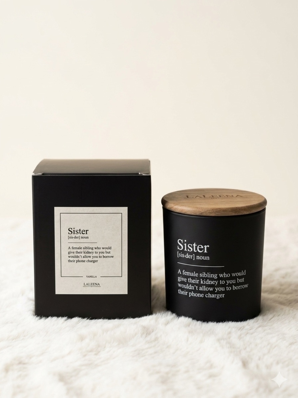 Sister Scented Candle with Wooden Lid - Black